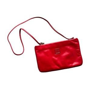 Vintage Anne Klein for Calderon 1980's Red Leather Shoulder Crossbody Purse